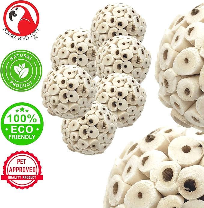 Bonka Bird Toys 2117 Pk6 Sola Atta Balls Foot Talon Craft Part Parrot Bird Toys Conure Parakeet Cockatiel and Similar