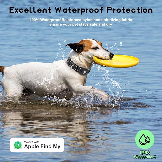 GPS Dog Collar Tracker 2-in-1,Reflective Waterproof Adjustable Pet Collar,iOS-Only,Ideal for Dog Tracking pet Tracker,for Small to Large Dogs,Real-Time Tracking,No Monthly Fees(Black,Small)