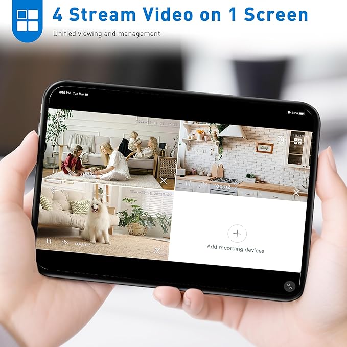 2K Home Security Camera, Indoor Camera for Dog/Pet/Elder/Baby Monitor, Smart Phone App Siren, 2-Way Audio, Advanced Motion Detection Night Vision, 4pcs，SD/Cloud Storage, Alexa Compatible