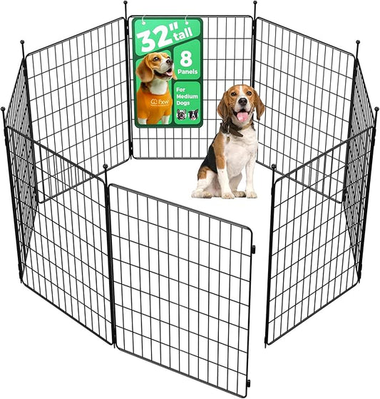 FXW MiniPaws Unleashed Dog Playpen for Yard & RV Camping, Expandable 32-inch 8 Panels for Small and Medium Dogs, Portable for Indoor and Outdoor Use