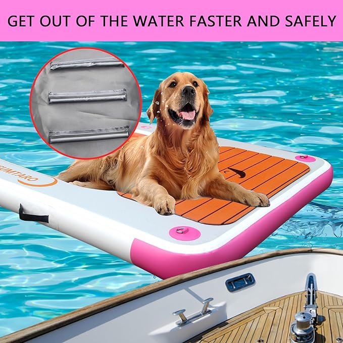Inflatable Dock, Load-Bearing 200 pounds, Dog pet ramp, Suitable for Swimming Pools, Boat Docks, Lakes, Beach use Water Sports Platform.