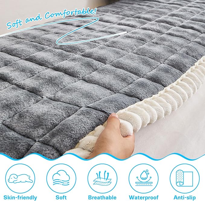 Dog Car Seat Cover for Back Seat, Dog Bed for Car, Fit for Backseat Extenders, Car Seat Protector, Nonslip Soft Durable for Cars Trucks and SUVs (Dark Gray and White, 24.8"*54")