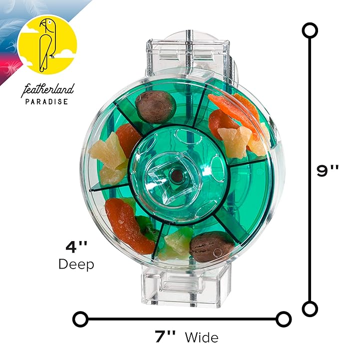 Featherland Paradise - Creative Foraging Systems Bird Cage Feeder (Gen II) - Extra Large- Intermediate Level Foraging Wheel - Interactive Bird Feeder for Large Birds