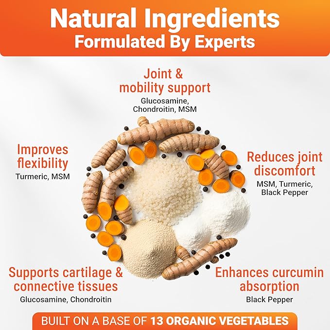 Hip and Joint Supplement for Dogs – Natural Ingredients with Chondroitin, MSM, Turmeric, and Glucosamine – Supports Hip Dysplasia, Arthritis, and Mobility – 140 Count, Made in USA