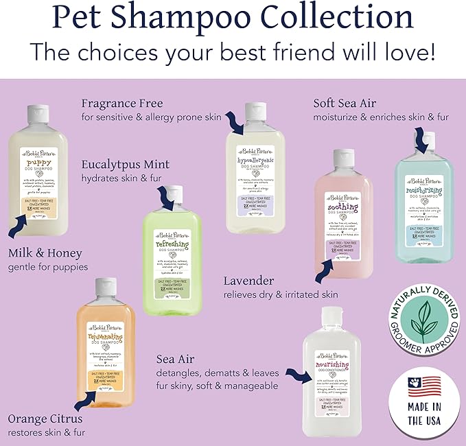 Bobbi Panter Soothing Dog Shampoo, Heals & Soothes Irritated Skin, Lavender Scent - 30:1 Concentrated Formula, Made in The USA, Trusted by Professional Groomers, 14 oz.