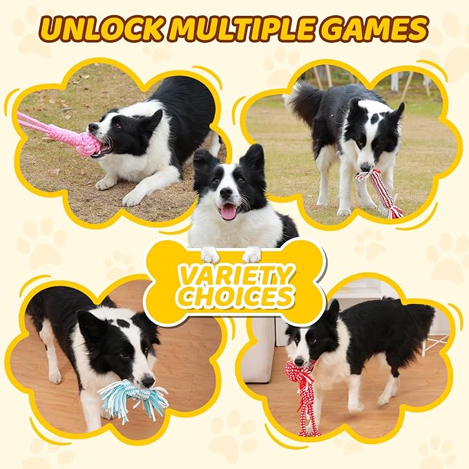 11 Pack Various Heavy Duty Dog Rope Toys for Large & Medium Dogs Teething, Entertainment & Interaction, Chew Toys with Rope, Training Balls and Dog Squeaky Toys