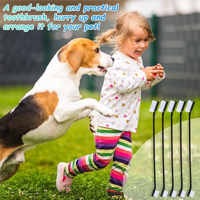 Honeydak Dog Tooth Brush Pet Toothbrush Soft Grooming Dogs Toothbrush Dog Double Sided Puppy Long Handle Brush for Large and Small Teeth Cleaning Dental Oral Care(70 Count,Black)