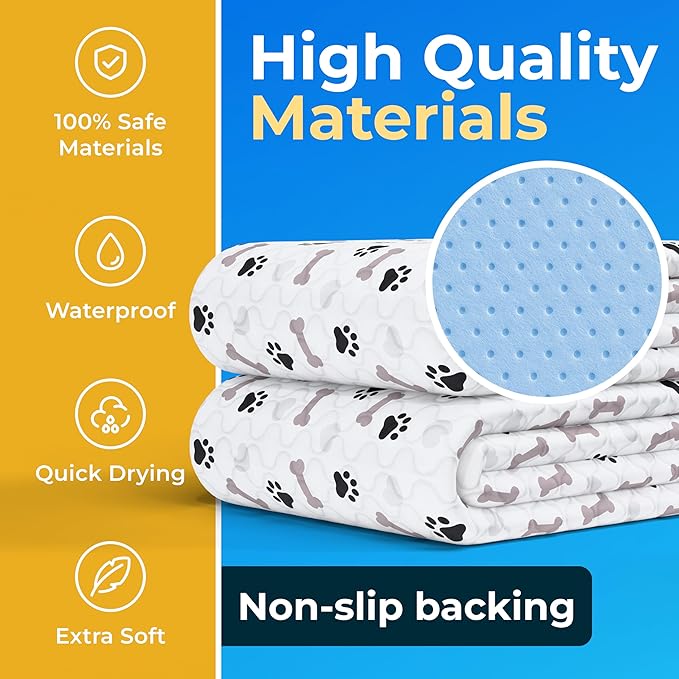 GREEN LIFESTYLE Washable Pee Pads for Dogs - Waterproof Reusable Puppy Pads with Anti-Slip Backing, Pet Training Pad for Puppy Playpen, Crate, Whelping Box, Potty Training (Pack of 2 - 41x41)