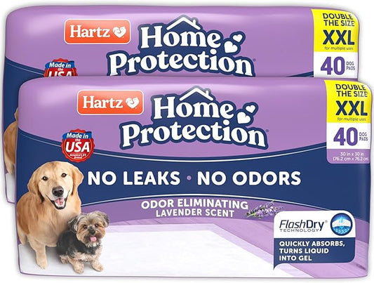 Hartz Home Protection Lavender Scented USA Made Dog Pads, XXL 80 Count, Super Absorbent & Won't Leak, Odor Eliminating
