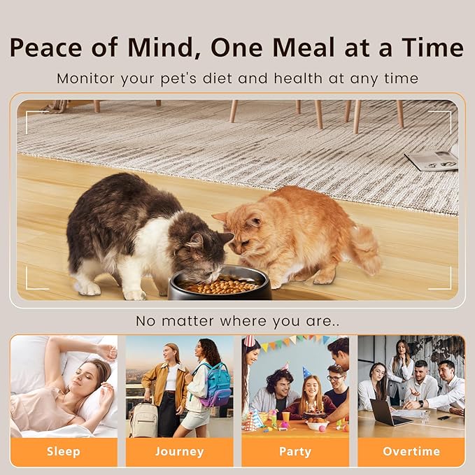 Automatic Cat Feeder with Camera, 4L WiFi Smart Pet Feeder with APP Control, 1080P HD Video,Night Vision,Voice Call, Motion Detection, Dual Power Supply, Supports 5GHz/2.4GHz,for Dogs Cats, Small-Pet