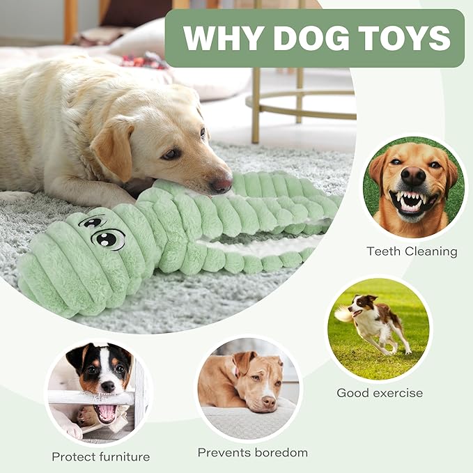 Prime Pets Dog Toys for Large Dogs, 27” Extra Large Plush Octopus Dog Toy, Crinkle Squeaky Dog Toy for Small Medium Large Breeds, Interactive Stuffed Chew Toys to Keep Them Busy, Green