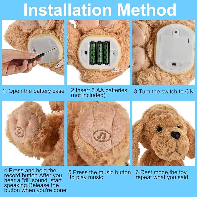 Interactive Singing Plush Toy - Dog Stuffed Animals Record & Repeats What You Say, 8 Songs, Head & Ear Movements, Birthday for Toddlers Age 3 4 5 6 (10.2' Goldendoodle Toy)