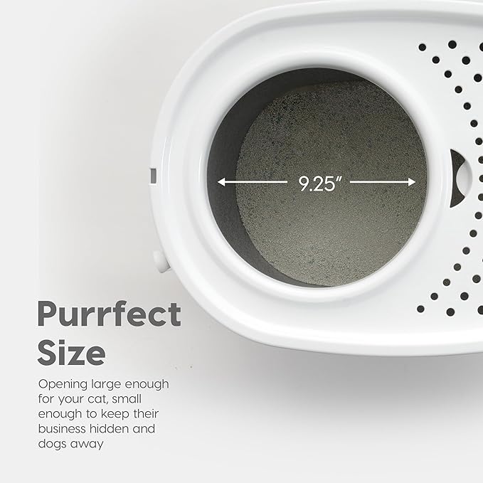 IRIS USA Top Entry Cat Litter Box, Large Enclosed with Litter Catching Lid and Scoop, Dog Proof, Cat Litter Box, Gray/White