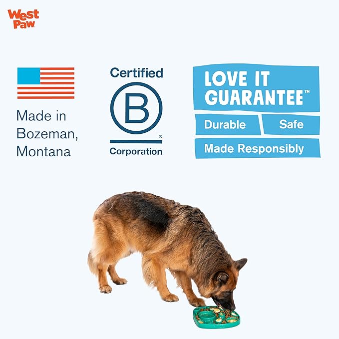 West Paw Seaflex Waves Feast Mat – All-in-One, Slow Feeder, Lick Mat – Encourages Foraging & Food Exploration - Engages Picky Eaters & Slow Feeding - Versatile – Easy to Clean, Non-Toxic - Tropic