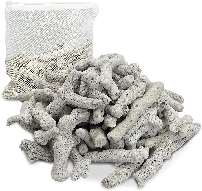 kathson 1.1lb Crushed Coral for Aquarium Crushed Coral for Freshwater Qquarium Corals for Fish Tank to Raise ph Filter Media for Fish Tank with Mesh Bag for Fish Tank Filter Media Decorations