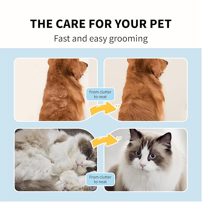 3 in 1 Cat Brush, Pet Brush for Cat Dog Long Short Haired, with Shower Combo, One Click Pet Hair Removal Comb for Small Animals Shedding & Grooming