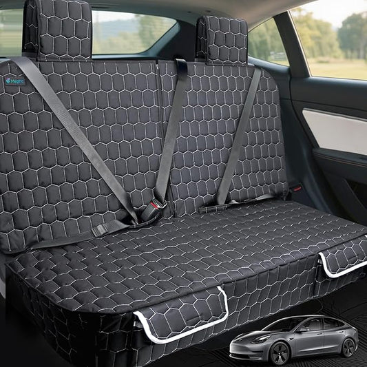 Dog Car Seat Covers for Tesla Model 3,100% Waterproof Back Seat Cover for Cars Armrest Compatible Nonslip Car Rear Seat Protector for Dogs & Kids, Easy Clean Tesla Model 3 Accessories