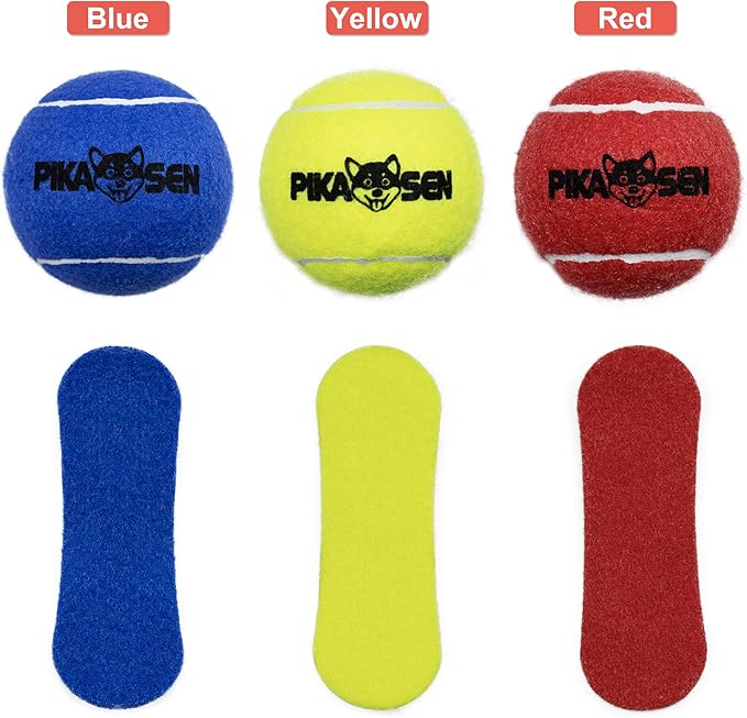 Dog Squeaky Tennis Balls for Pet Playing in 3 Sizes Premium Strong Dog & Puppy Balls for Training, Play, Exercise The Easiest Color for Dogs Red Yellow Blue (Small-12pack)