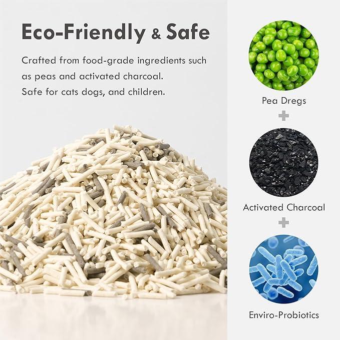 Lady N Pellet Tofu Cat Litter, Strong Clumping Ultra Absorbent, Dust-Free Low Tracking, Enviro-probiotic and Activated Carbon for Odor Control 9lb (1 Pack Unscented)