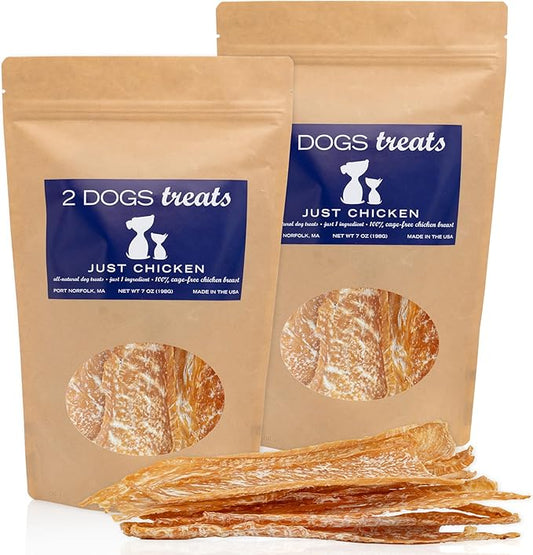 Just Chicken Jerky | 100% USA-Sourced, Single-Ingredient, Great for Sensitive Stomachs, Human-Grade USDA Chicken, Grain-Free, Allergy-Friendly, High Value for Training | 2 Pack