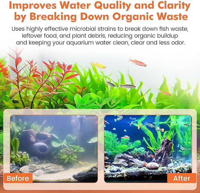 hygger Aquarium Water Bio-Clarifier, Reducing Fish Waste and Cleaning Organic Sludge, Natural Fish Tank Aquarium Leave-in Waste Management Solution for Freshwater and Saltwater Tanks, 500 ML