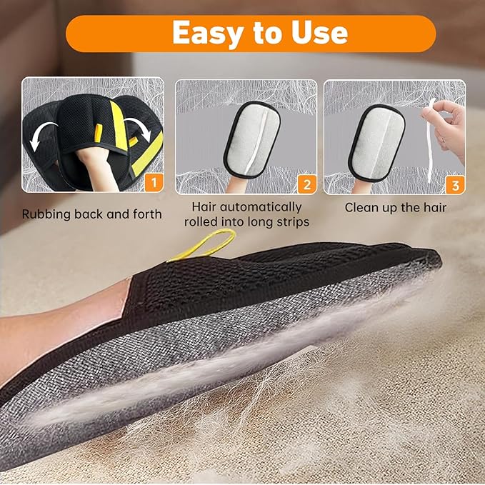 Pet Hair Removal Glove for Cats & Dogs,Upgrade Efficient Grooming Gloves for Pet Hair,Home UseReusable Cat & Dog Hair Remover for Couch, Furniture, Carpet, Curtain(3pcs)