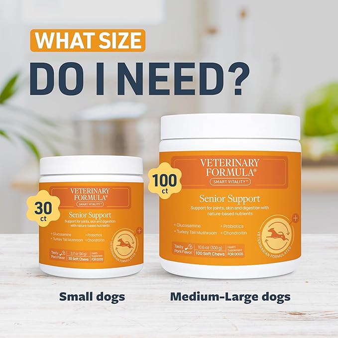 Veterinary Formula Senior Support Joint Supplement for Dogs - Soft Chews, 30ct - Support Healthy Joints, Skin, Gut, and Immunity with Glucosamine for Dogs