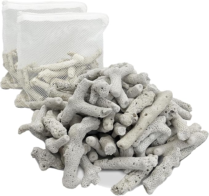 kathson 2.2lb Crushed Coral for Aquarium Crushed Coral for Freshwater Qquarium Corals for Fish Tank to Raise ph Filter Media for Fish Tank with Mesh Bag for Fish Tank Filter Media Decorations
