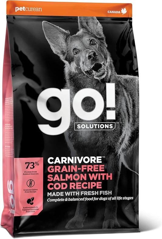 Go! Solutions Carnivore, Grain-Free, Protein Rich Dry Dog Food, Salmon and Cod Recipe, 3.5 lb Bag