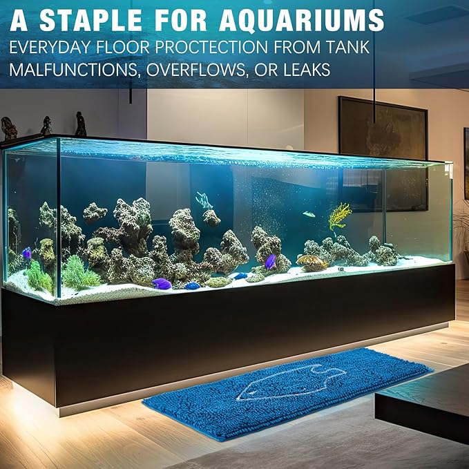 Large Aquarium Sponge Mats 20 x 36 Inch Fish Cleaning Mat Chenille Absorbent Sponge Pad for Aquariums Floor Decorative Gift Fish Hobbyists Maintenance Keep Clean