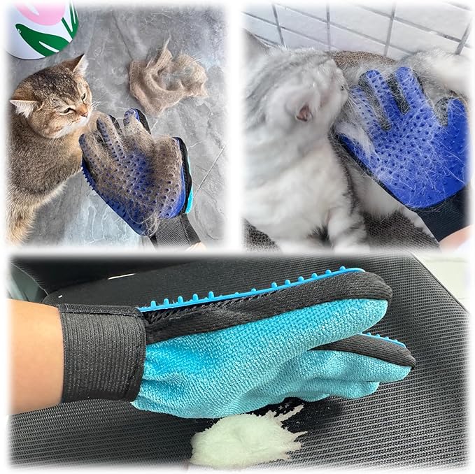 VCZONE 2 in 1 Cat Grooming Glove, Double-Sided Use Pet Hair Remover Glove, 1 Side is Gentle Grooming for Dogs, Cats, The Other is Effective Hair Remover for Furniture, Clothing (Pink, Right-Hand)