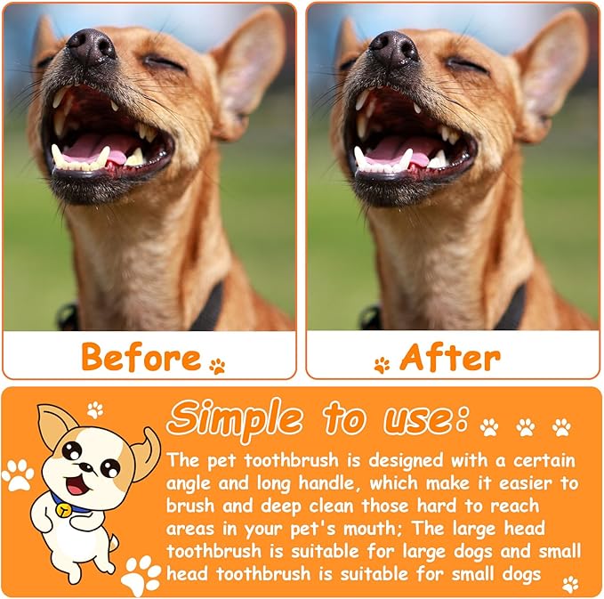 Honeydak Dog Tooth Brush Pet Toothbrush Soft Grooming Dogs Toothbrush Dog Double Sided Puppy Long Handle Brush for Large and Small Teeth Cleaning Dental Oral Care (70 Count,Multicolor)