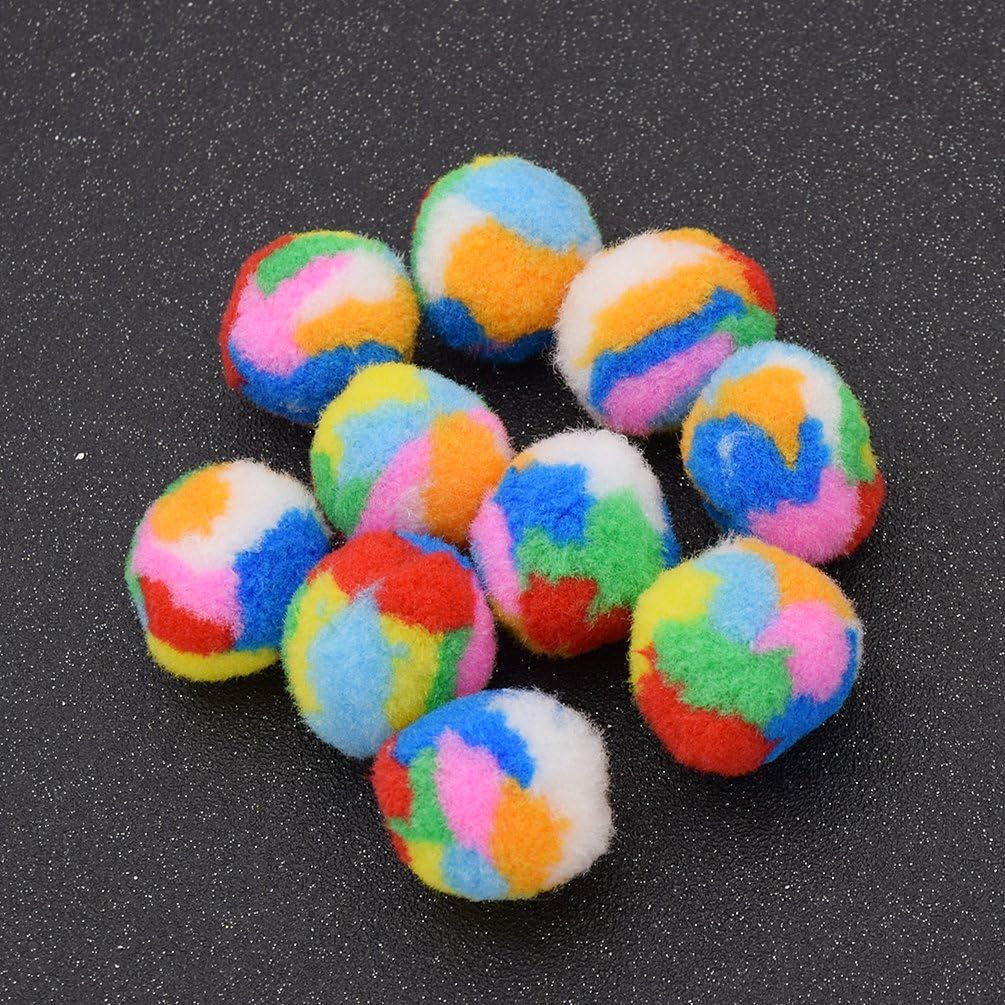 10Pcs Small Assorted Color Kitty Yarn Puffs Cat Toys Cat Chase Balls 1.37" Diameter