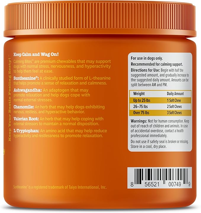 Zesty Paws Calming Chews for Dogs - for Everyday Stress, Relaxation, Composure, and Separation Turkey 90 Count