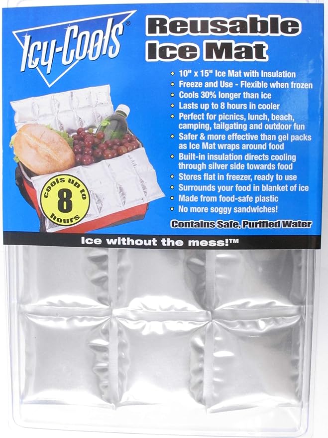 ICY-COOLS Reusable Ice Packs for Coolers - Flexible Ice Sheets, Flat and Long-Lasting for Camping or Lunch Boxes, 10x16 & 8x12, 1 or 3 Pack