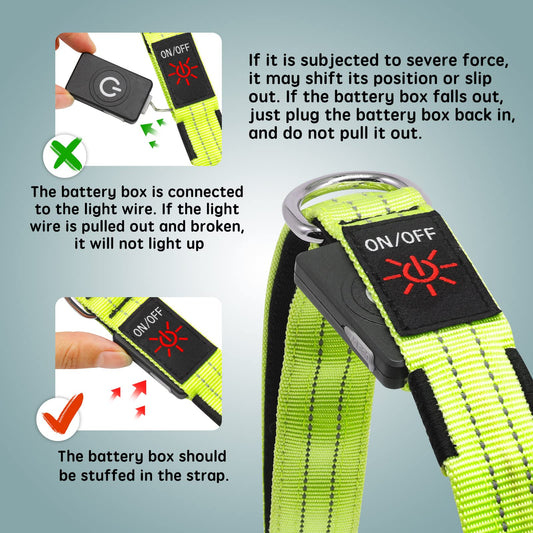 Led Light Up Dog Leash - 4 Ft Rechargeable Waterproof Nylon Reflective With Padded Handle for Night Walking, Safety Glow in The Dark for Large Medium Small Pets