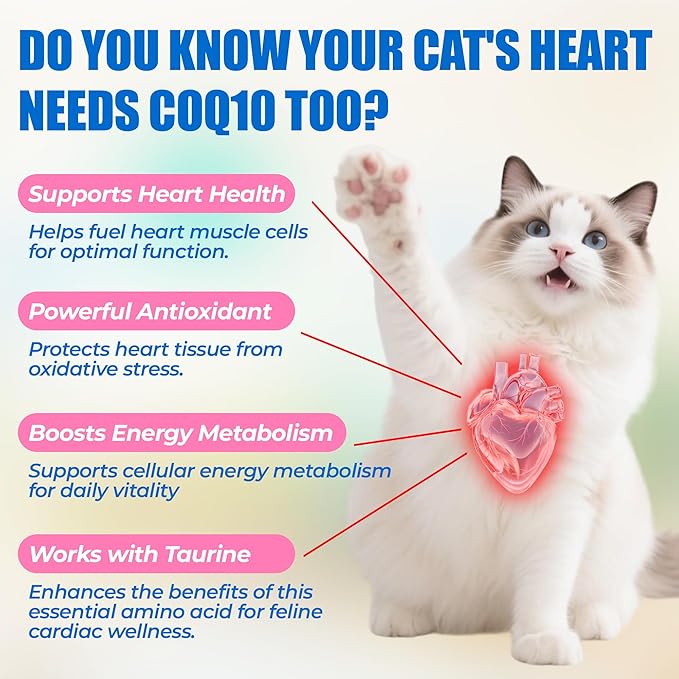 Just Try Coenzyme Q10 coq10 Bites for Cats - Advanced q10 & Taurine Supplement for Feline Heart Health - Chicken Flavored Soft Chews - Supports Heart Function - 300 Count