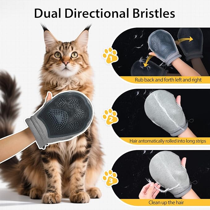 LIANZIMAU Double Sided Pet Hair Removal Glove for Dog Cat Electrostatic Gloves Pet Hair for Furniture Clothes Sofa - Reusable with Thumb Holes and Adjustable Cuff-1 PCS