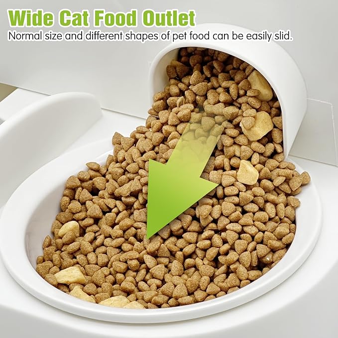 Fhiny Gravity Cat Feeder and Water Dispenser, 2 in 1 Gravity Feeder Cat Dry Food & Waterer Removable Ceramic Bowl Pet Food Storage Self Feeding Station for Indoor Cat Kitten Puppy Easy Clean (Grey)