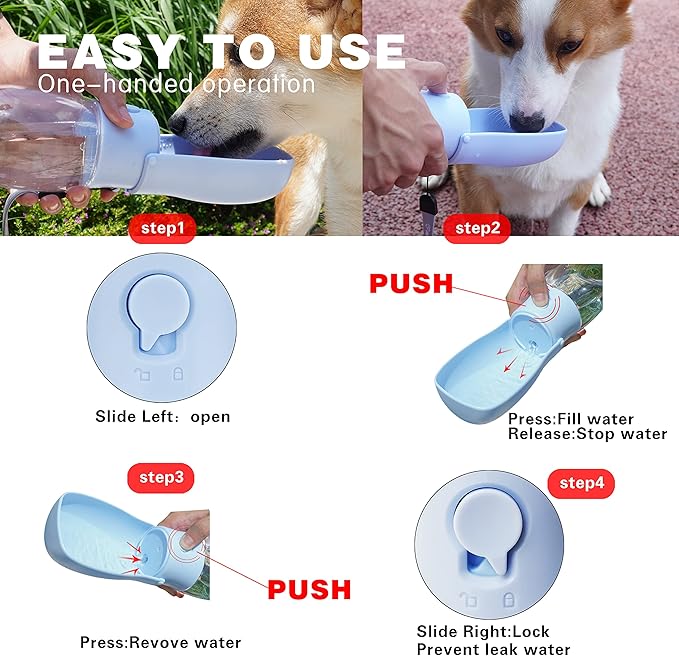 Foldable Dog Water Bottle,Portable Dog Water Dispenser,Outdoor Pet Water Bottle for Dog,Cat,Rabbti,Puppy and other Small Animal for Walking,Hiking,Travel.Dishwasher Safe,Puppy Accessories