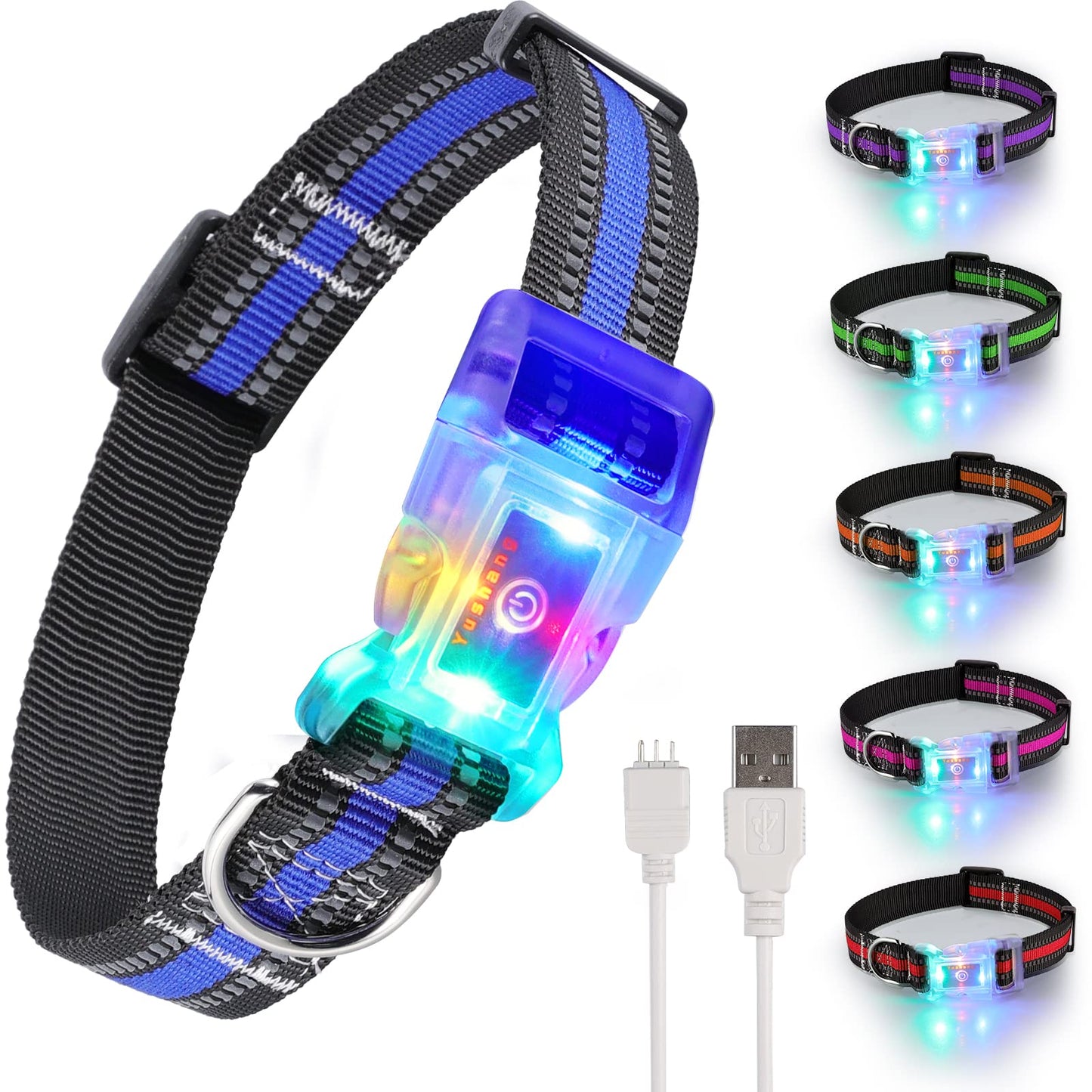 Buckle Glow Dog Collar Light,Adjustable Flashing LED Dog Collar Rechargeable Waterproof,Light Up Dog Collars Lights for Medium,Large Dogs-ML(Neck:14.17-24.8")