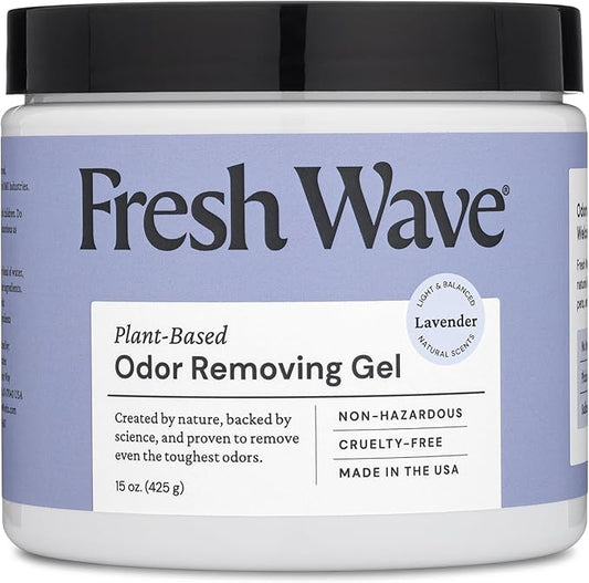 Fresh Wave Lavender Odor Removing Gel, 15 oz. | Odor Absorbers for Home | Safer Odor Relief | Natural Plant-Based Odor Eliminator | Every 15 oz. Lasts 30-60 Days | for Cooking, Trash & Pets
