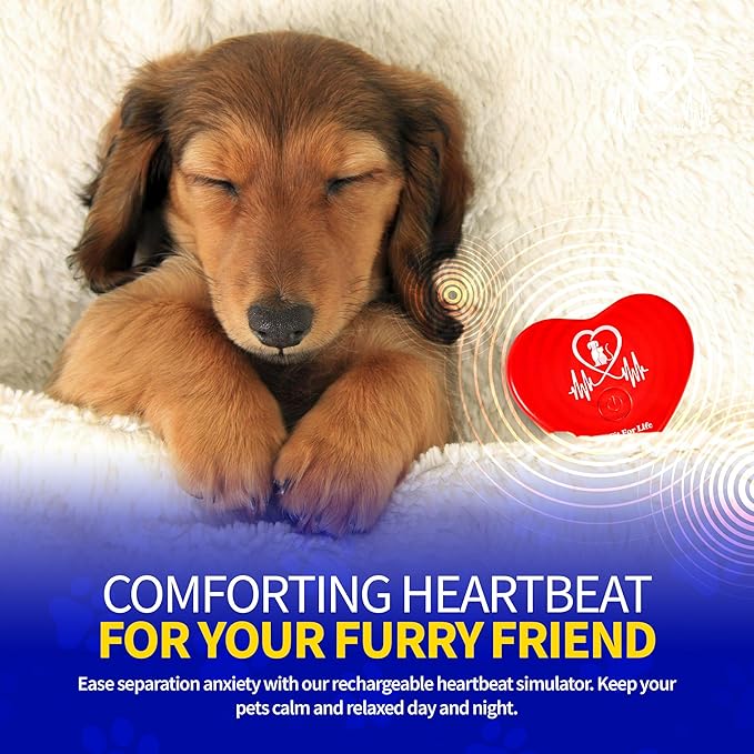 Pet Fit For Life Rechargeable Red Heartbeat Simulator with USB Cord – Long-Lasting Heartbeat Toy for Puppy & Kitten, Beating Heart Toy for a Peaceful Night for Dogs and Cats