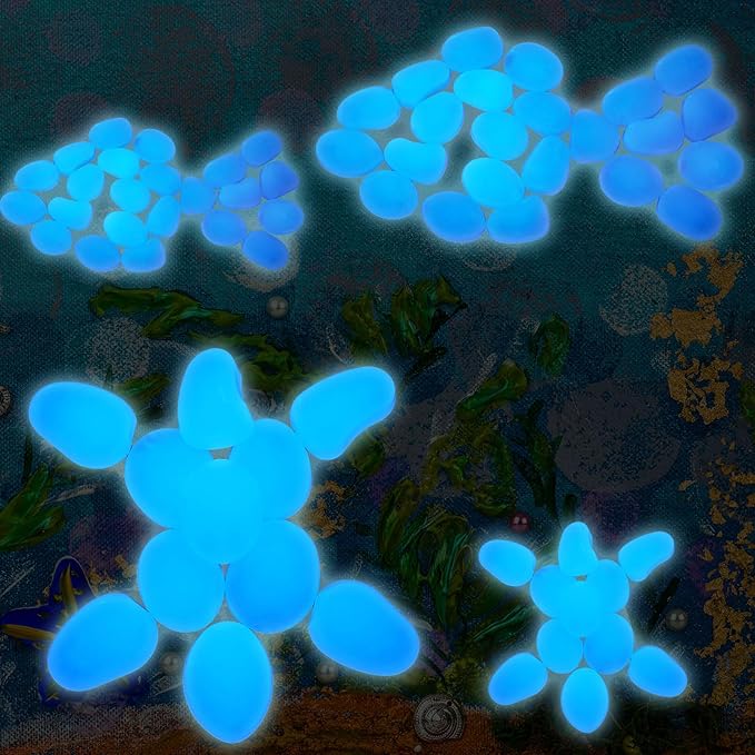 100 Pcs Glow in The Dark Rocks Glow in The Dark Pebbles Outdoor Fish Tank Rocks Aquarium Gravel Luminous Stones for Walkway Succulent Plant Halloween Decor(1.8 Inch,White)