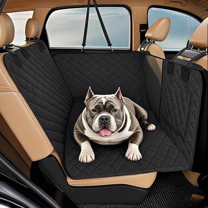 Dog Car Seat Cover, Back Seat Cover for Dogs-Supports 400lb, Waterproof Dog Cars Seat Cover-Back Seat Pet Cover for Car SUV & Trucks, Pet Hammock for Car- Seat Cover for Dogs (1 Pack Black)
