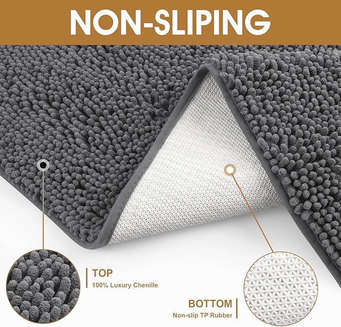 IM HOME Extra Large 71" x 25" Grey Dog Door Mats for Muddy Paws, Chenille Absorbent Dog Mat, Non Slip Heavy Mud Mat for Dogs, Soft Pet Bed Mat for Entryway, Mud Paws, Inside Floor