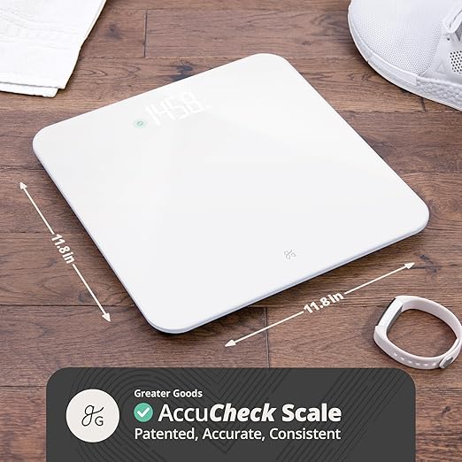 Greater Goods Digital AccuCheck Bathroom Scale for Body Weight, Capacity up to 400 lbs, Batteries Included, White