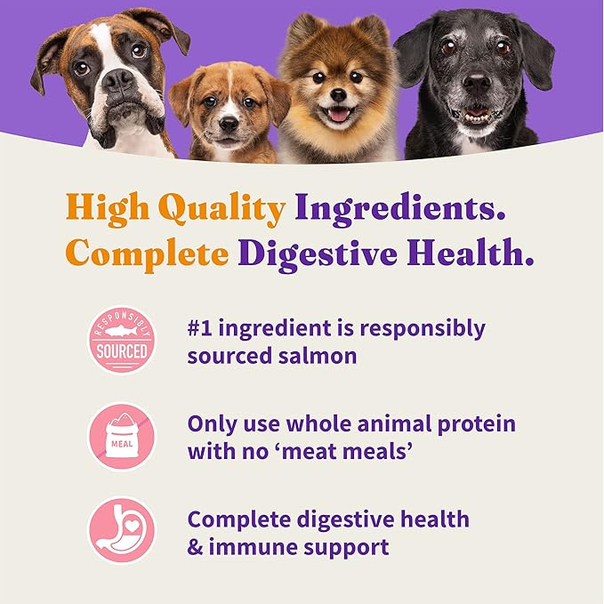 Halo Holistic Dog Food Wild Caught Salmon & Whitefish Formula, Healthy Grains Dry Dog Food, Complete Digestive Health, Kibble for Adult Dogs, 3.5 lb Bag