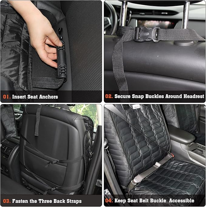 Front Seat Covers for Dogs, Waterproof Leather Dog Car Seat Cover, Full Coverage Nonslip Scratchproof Pet Car Seat Protector, Fits Cars, Small Trucks, SUVs Bucket Seat Cover