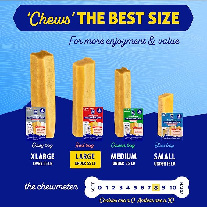 Himalayan Chew Original Yak Cheese Chew, Bacon, 1 Large Stick, 3.3 oz, Gluten Free, Healthy Treats, Grain & Lactose Free 100% Natural, Long Lasting Chews for s Under 55 lbs